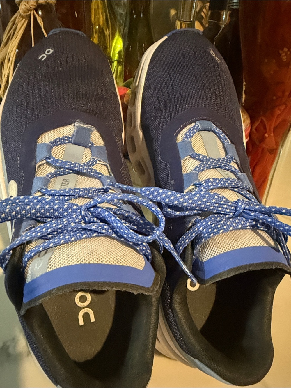 On Running Women's Navy and Light Gray Cloud Sneakers